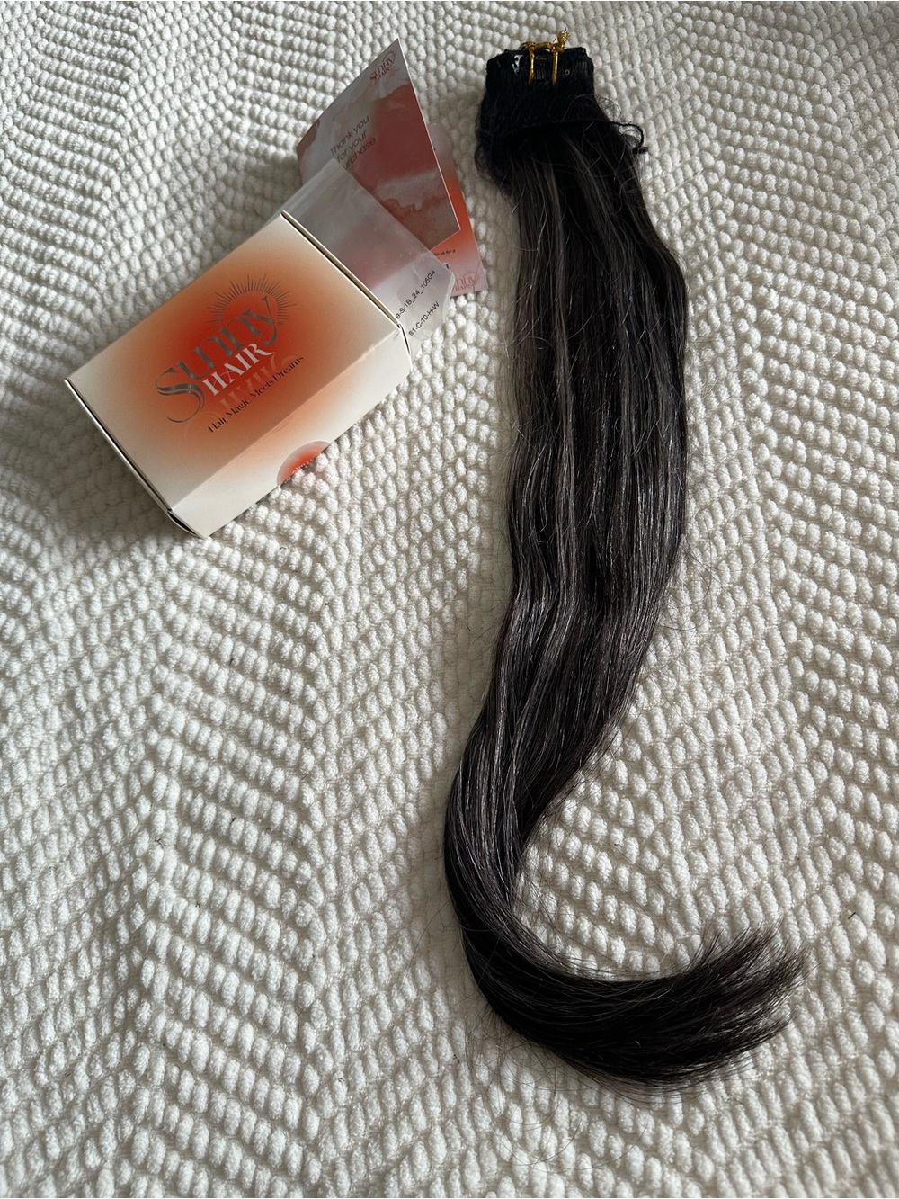 Sunny Hair Natural Dark Brown Clip-In Hair Extension with Ash Highlights - 24”